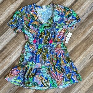La Blanca Multicolor Leaf Print Swim Coverup Size XL